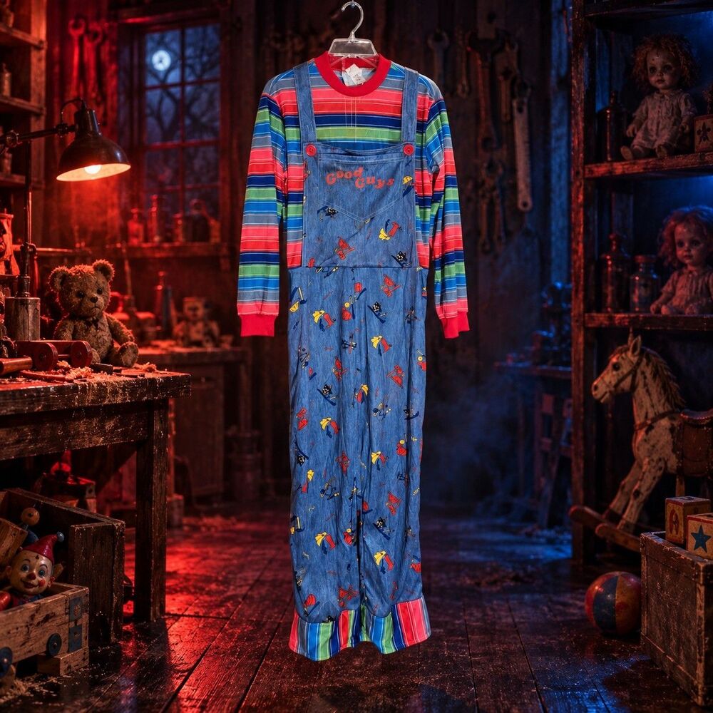 Spirit Chucky Teen Halloween Costume Good Guys Overalls Scary Horror Movie NWOT